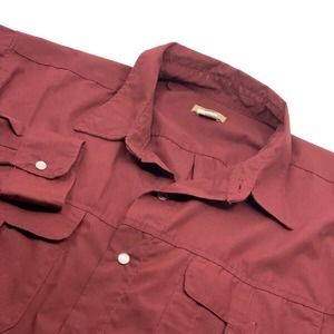Haband Travelers Men's LS Western Pearl Snap Shirt Maroon XL‎